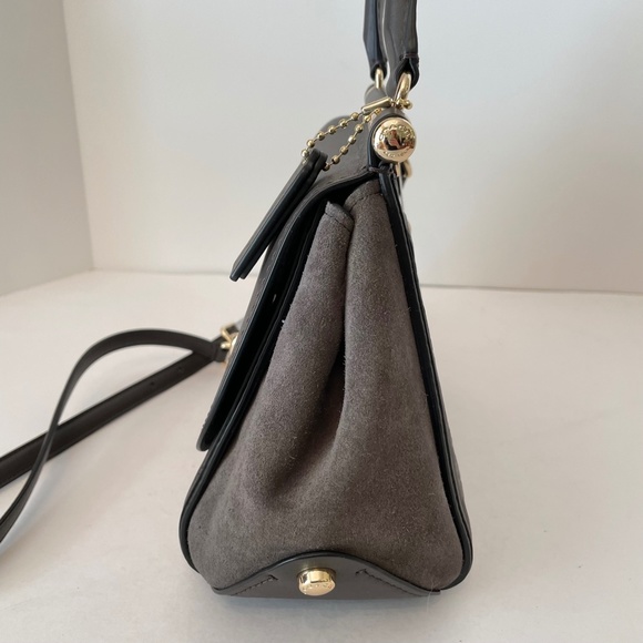 Coach Drifter Top Handle Leather Suede Chestnut Gray 38388 Shoulder Bag - Picture 7 of 16